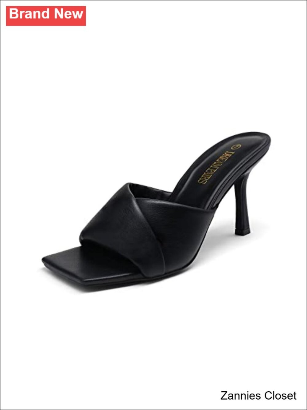 ✨ Women's Slip On Soft Comfort Dressy Mule Heels Faux Leather Open Toe Stiletto